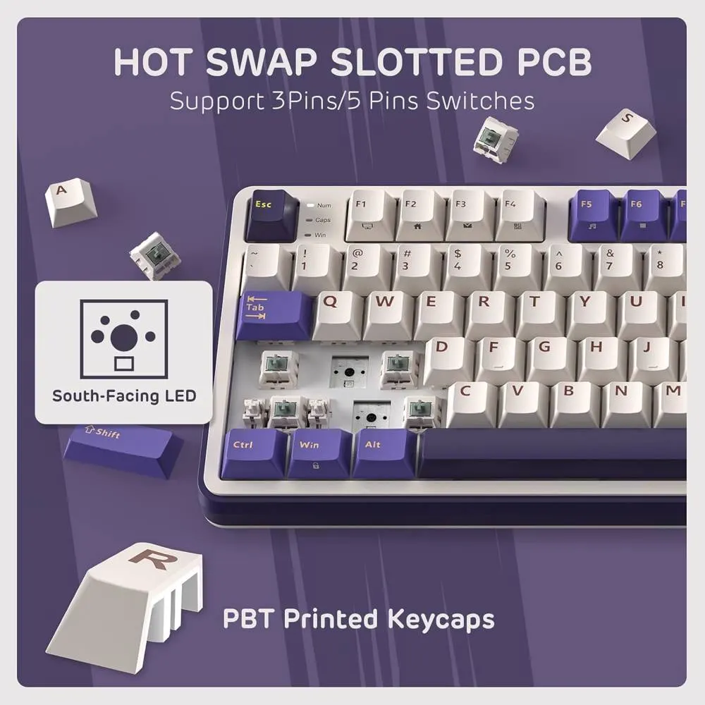 კლავიატურა Royal Kludge RK S98 RGB Mechanical Keyboard, Brown switch, Smart Display, Hot Swappable, Type-C wired, Bluetooth 5.0, 2.4GHz, Blackberry
