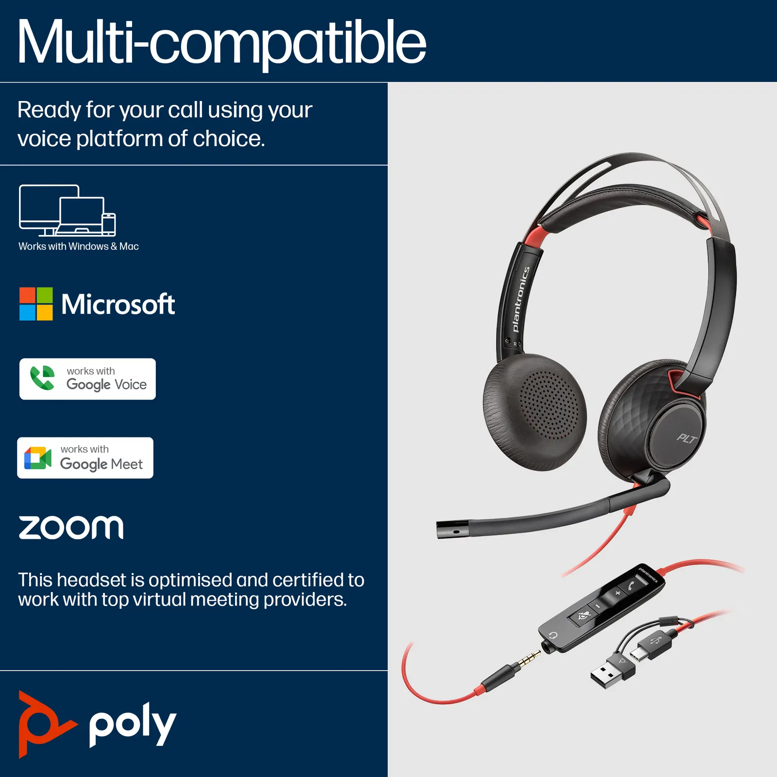 Poly Blackwire 5220 On-ear Black