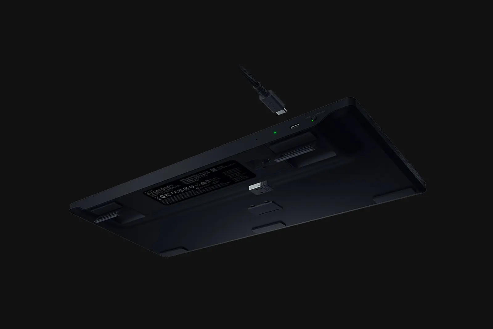 Razer Keyboard mechanical BlackWidow V4 Low-profile TKL HyperSpeed, 87key, Green Switch, USB-A/WL/BT, EN, RGB, black