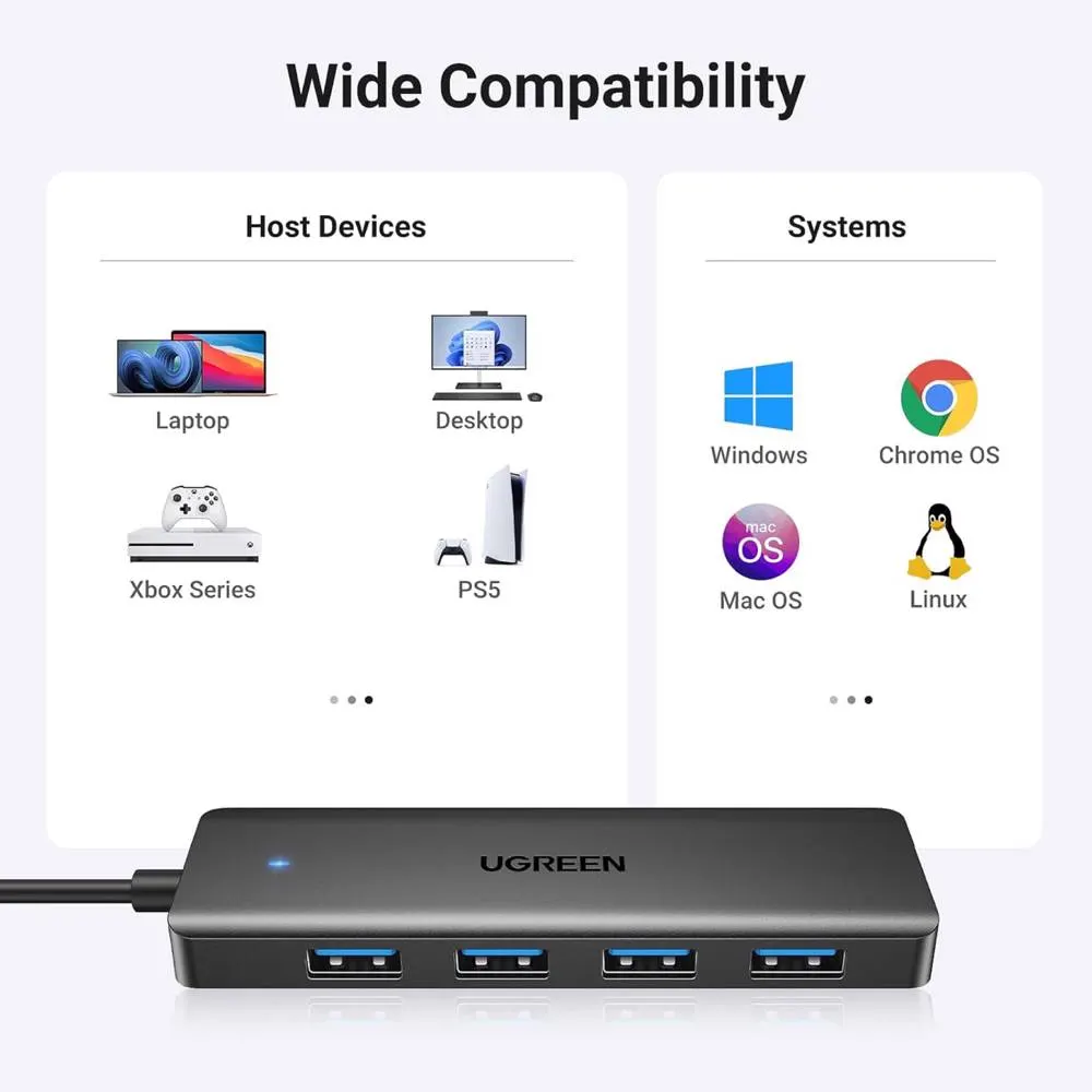 UGREEN CM219 (25851), USB 3.0 Hub, Black
