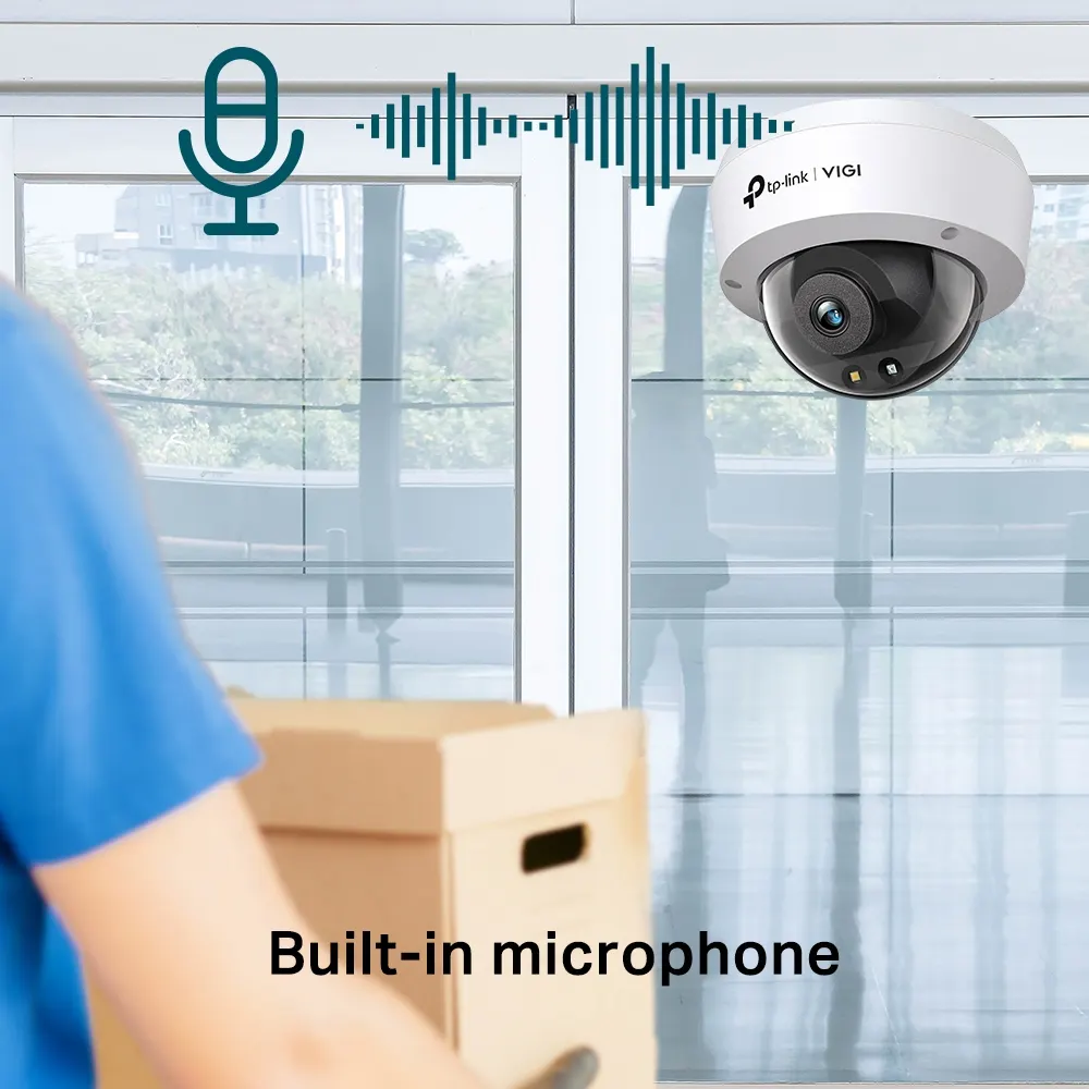 IP კამერა TP-Link VIGI C240 Full-Color Dome Network Camera - 4MP, 2560 × 1440, 2.8mm Lens, 113° Diagonal Viewing Angle, Full-Color Night Vision, IR Cut Filter, RJ-45, IP67 Waterproof, IK10 Vandal-Proof, PoE/12V DC