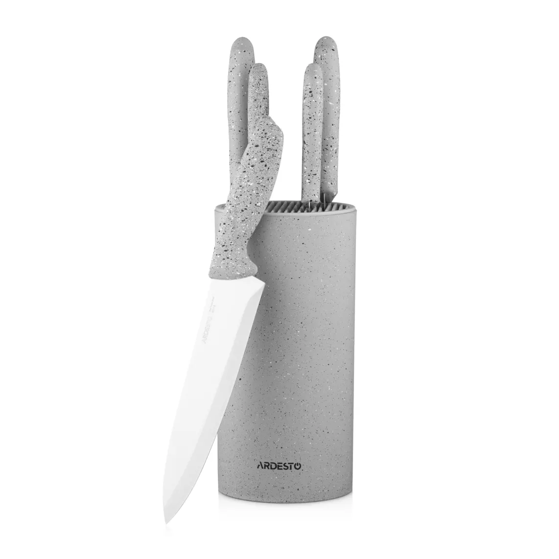 Knives set with block ARDESTO Gemini, 6pcs, stainless steel, plastic, grey