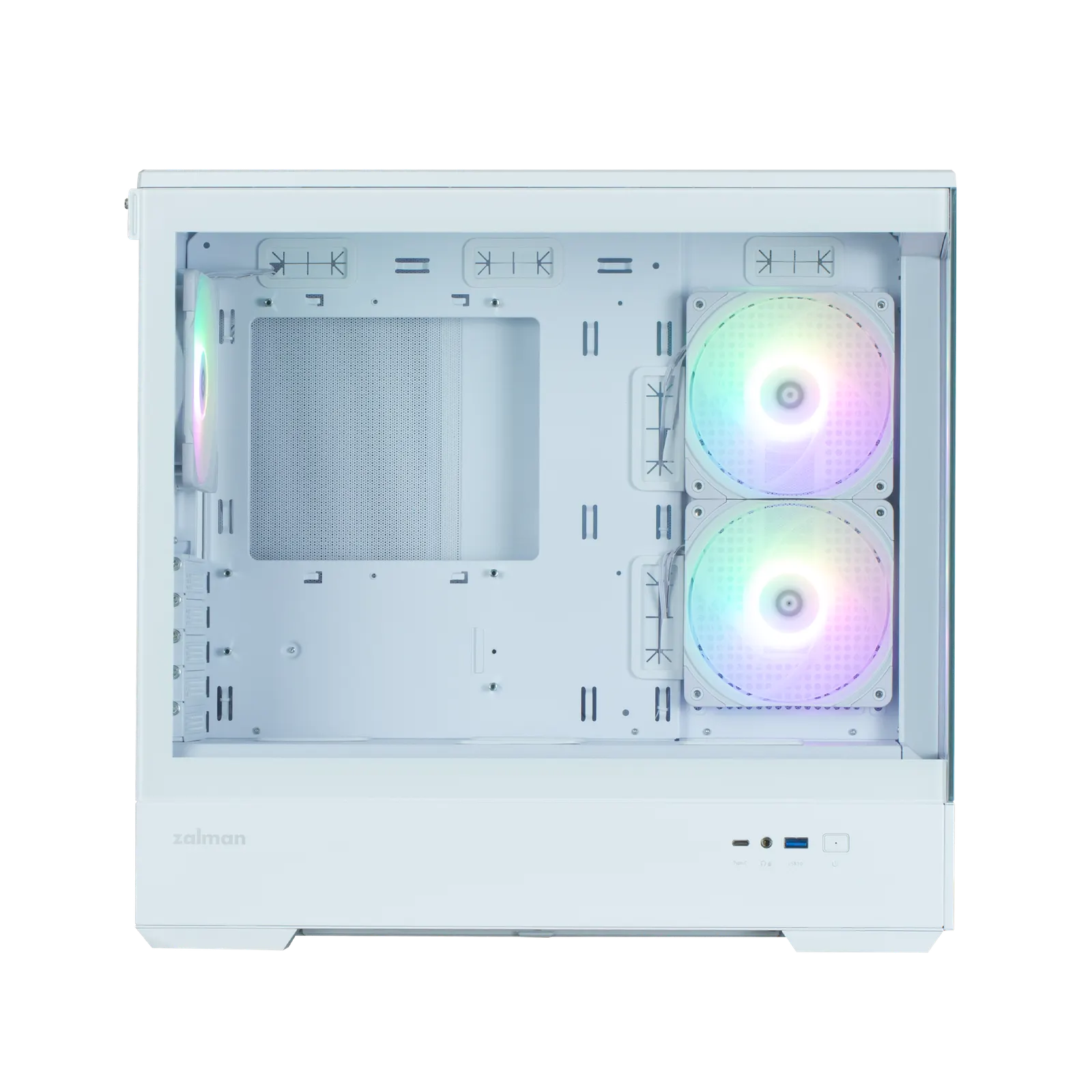 ქეისი Zalman Computer case P30 White V2, without PSU, 1xUSB3.0, 1xUSB Type-C, 3x120mm ARGB, TG Front/Side Panel, mATX, White