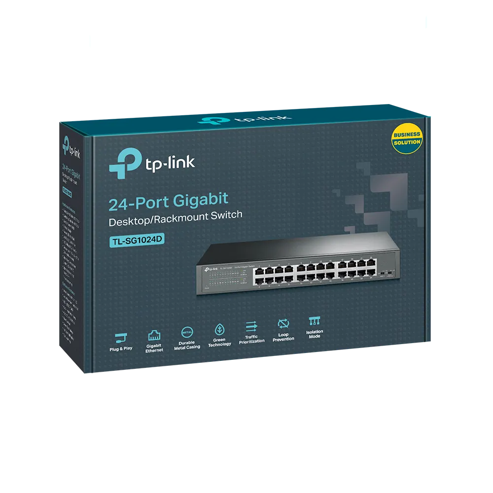 სვიჩი TP-Link, TL-SG1024D, 24-port Gigabit Switch, 24 10/100/1000M RJ45 ports, metal case
