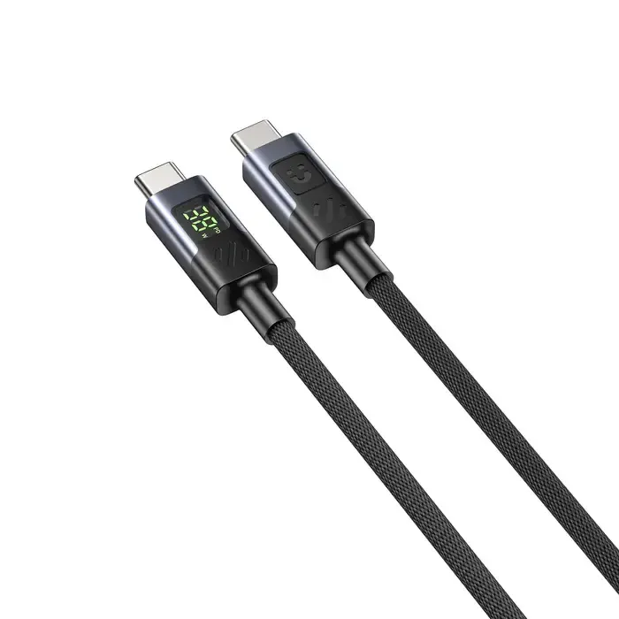 C14158ABK01-2M, UNITEK, Cable, 2M USB-C PD 60w charging, with LED Display, Nylon Braided, Black.