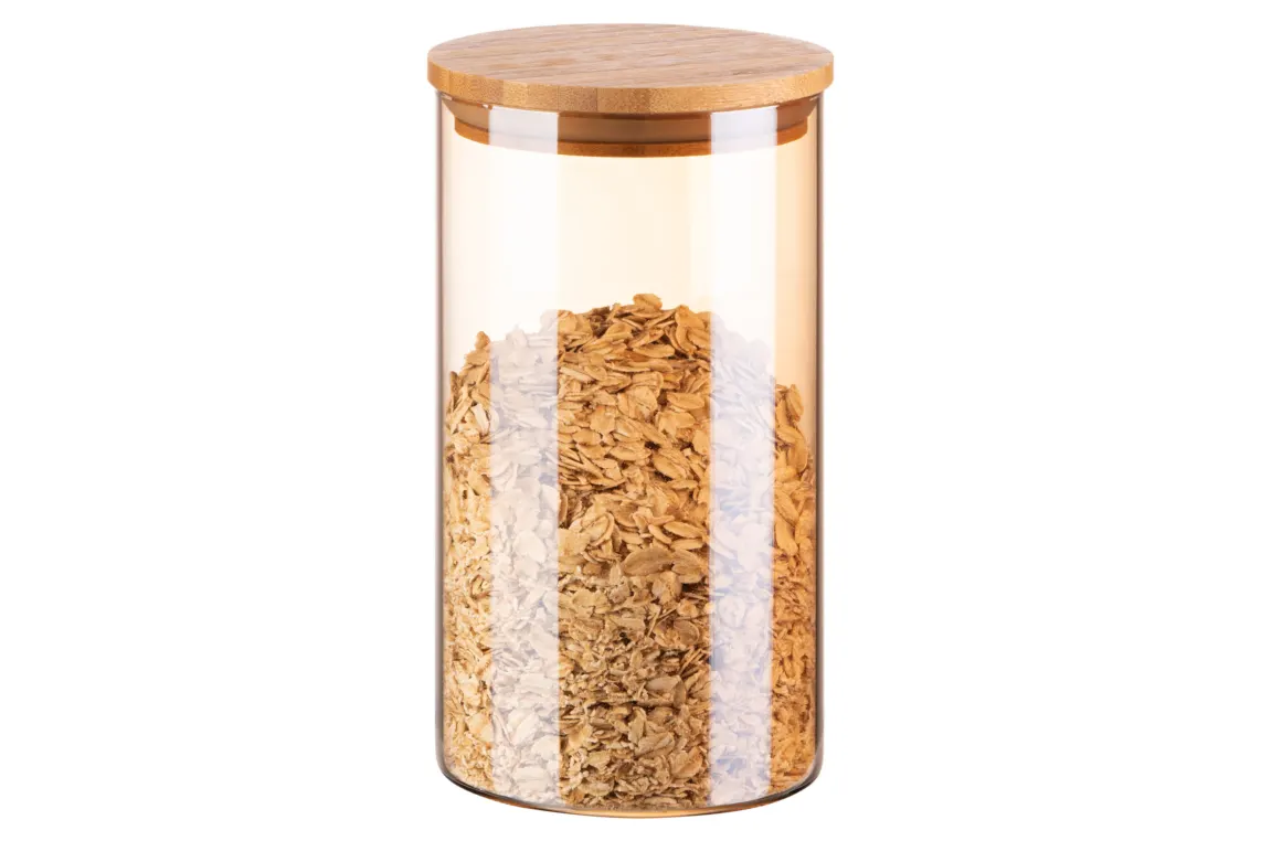 შუშის ქილა Ardesto Jar Golden Moon, 760ml, glass, bamboo, round, golden