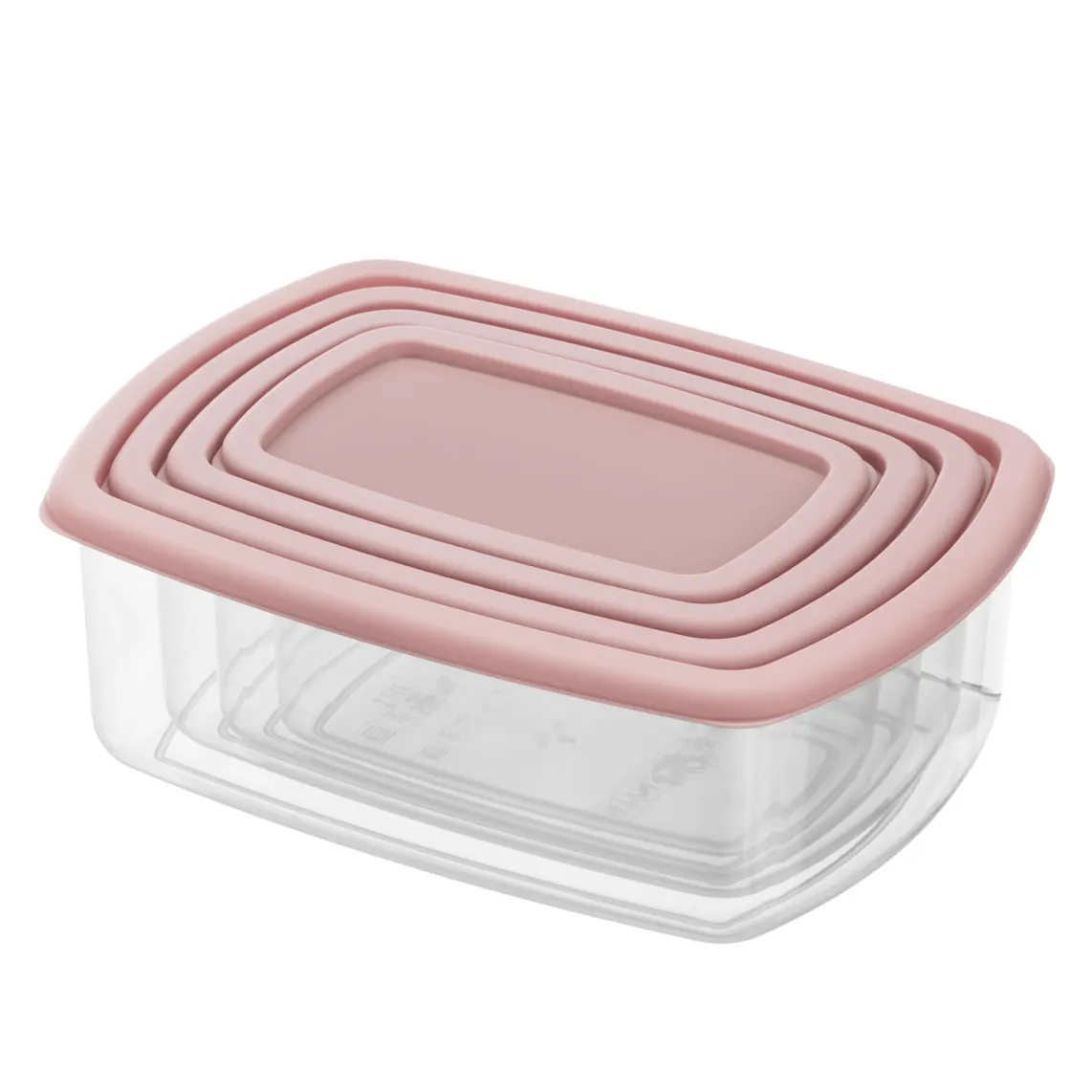 საკვების კონტეინერი ARDESTO Set of food storage containers Fresh 0.25/0.5/0.75/1.2l, plastic, rectangular, pink