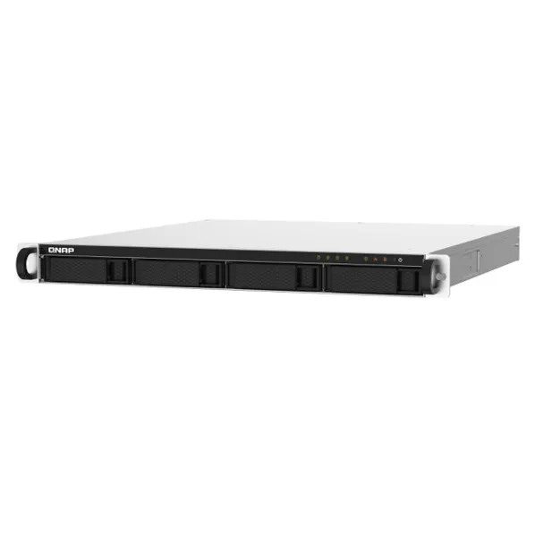4-Bay AL324 quad-core 1.7 GHz rackmount NAS with 250W redundant PSU, 2GB DDR4 UDIMM RAM (max 16GB), SATA 6Gb/s, 2x 10GbE SFP+ , 2x 2.5GbE, 1x PCIe Gen