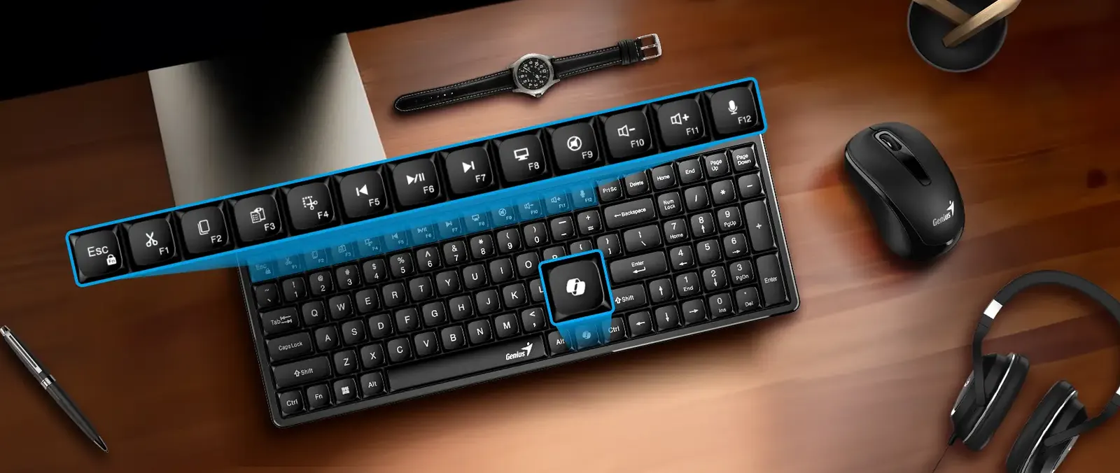 კლავიატურა Genius, LuxeMate Q8100, AI Copilot Key, Keyboard + Mouse, Black