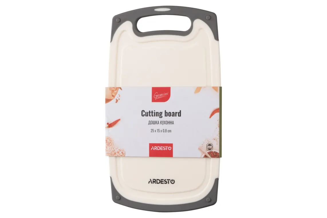 საჭრელი დაფა Ardesto Cutting board Gemini, 25x15x0.8cm, plastic, white
