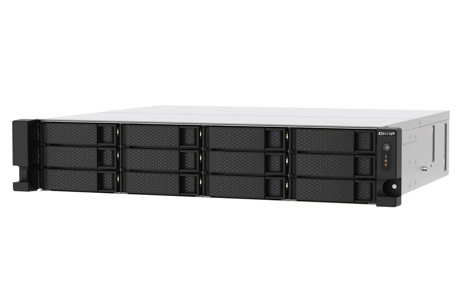 NAS სერვერი 12-bay rackmount NAS, AMD Ryzen V1000 series V1500B 4C/8T 2.2GHz, 8GB DDR4 RAM (2 x UDIMM slots, max. 64GB), 2 x 2.5GbE LAN, optional 10GbE & M.2 NVMe