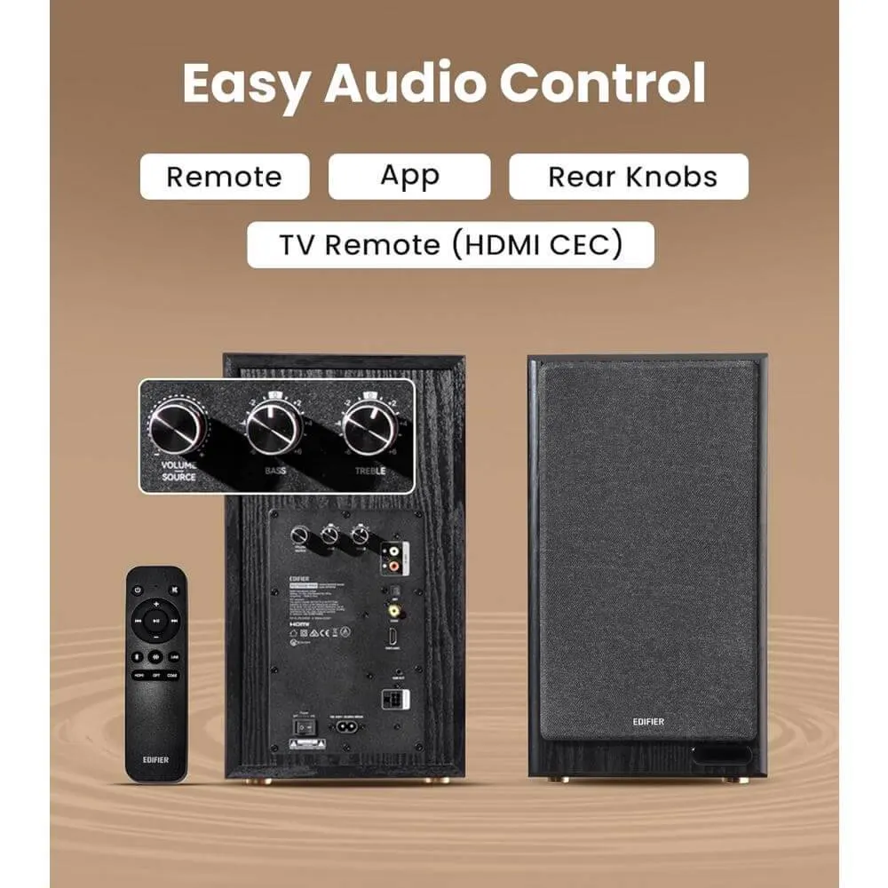 დინამიკი Edifier R2750DB MKII, 144W, HDMI eARC, Optical, Coaxial, Line In, Bluetooth, Powered Bookshelf Speakers, Walnut