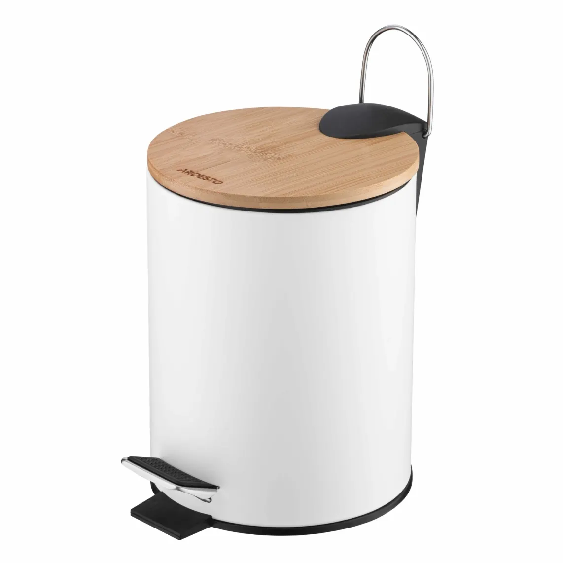 ნაგვის ურნა Step bin ARDESTO Minimalism, 3l, metal, plastic, bamboo, white