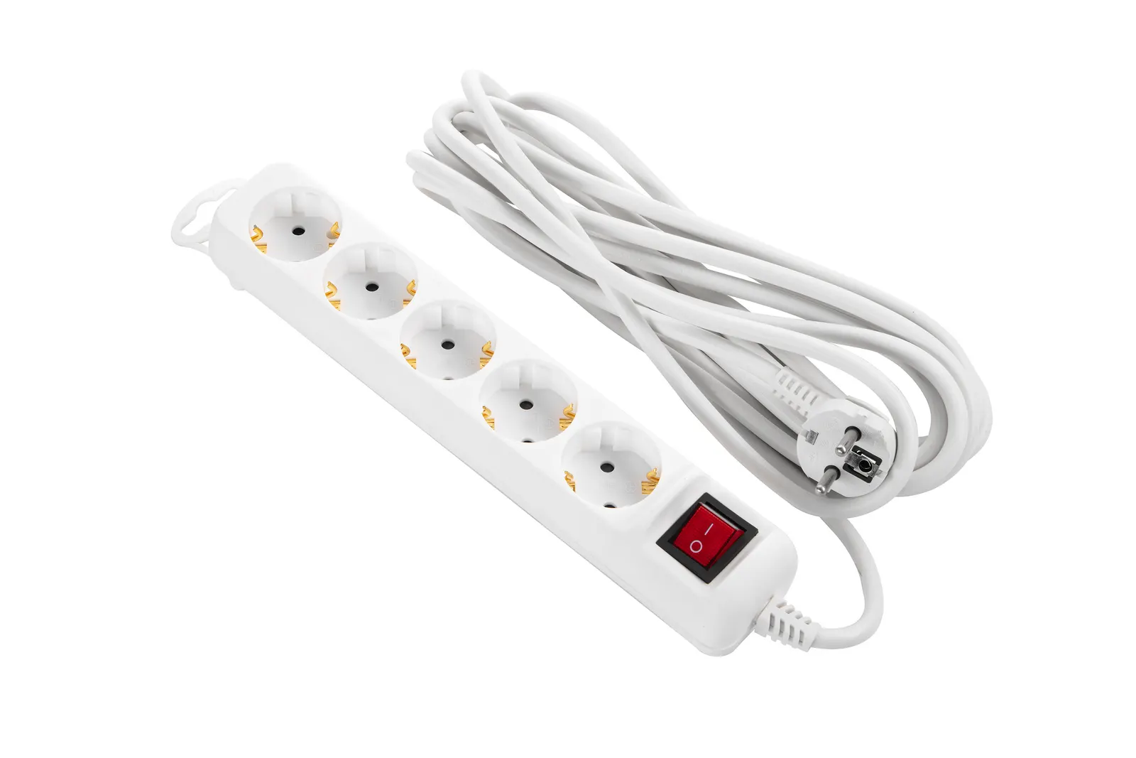 დამაგრძელებელი Power strip 2E 5XSchuko switch, 3G*1.5mm2, 5m, white