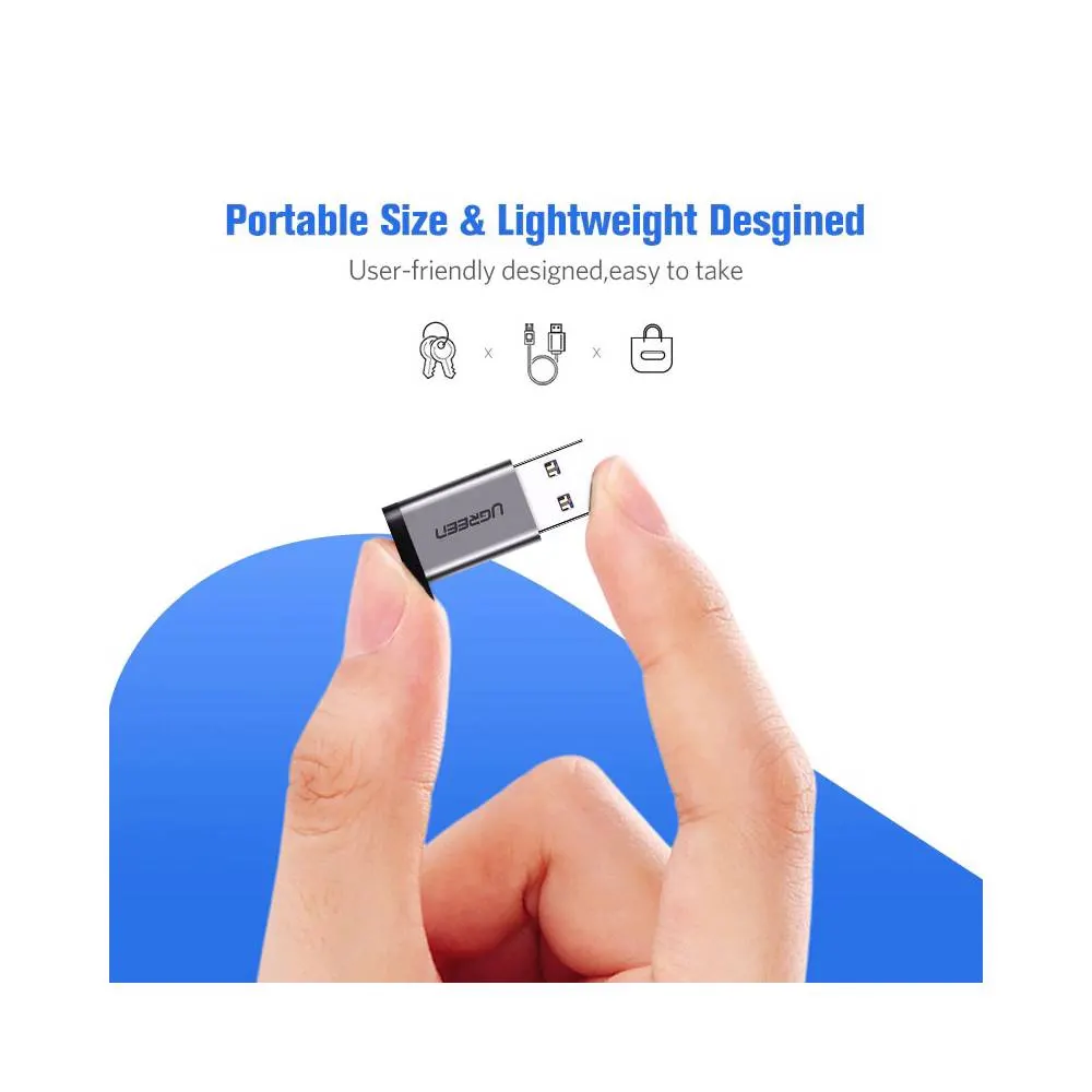 USB ადაპტერი UGREEN US276 (50533) USB 3.0 to Type-C Adapter, Gray