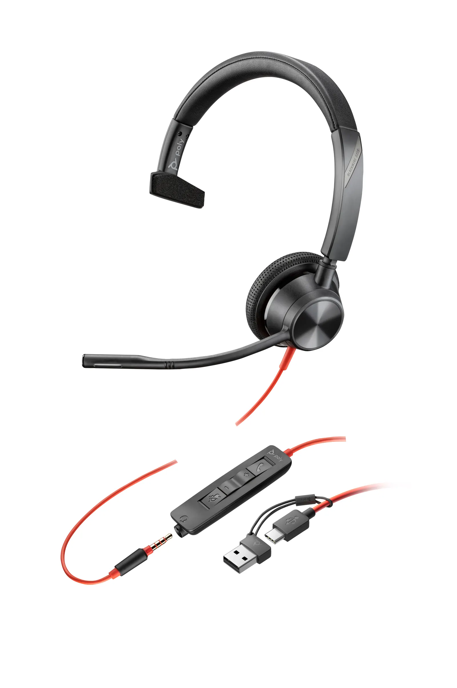ყურსასმენი Poly BlackWire 3315 Wired Open-ear Black