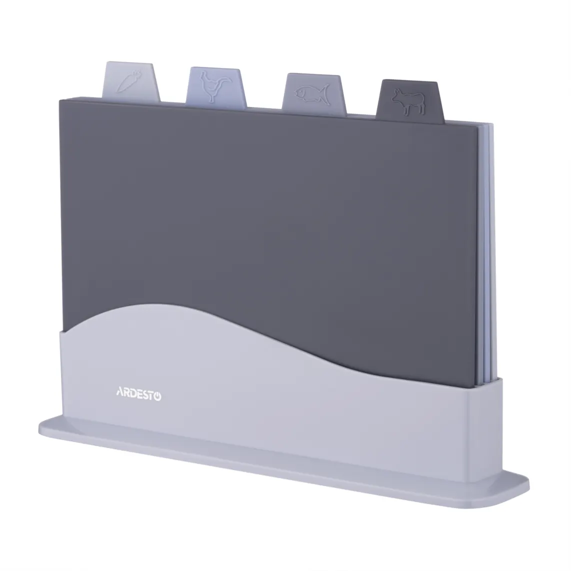 საჭრელი დაფა Ardesto Cutting board set with stand Fresh, 4pcs, 23.8x33.8x7cm, plastic