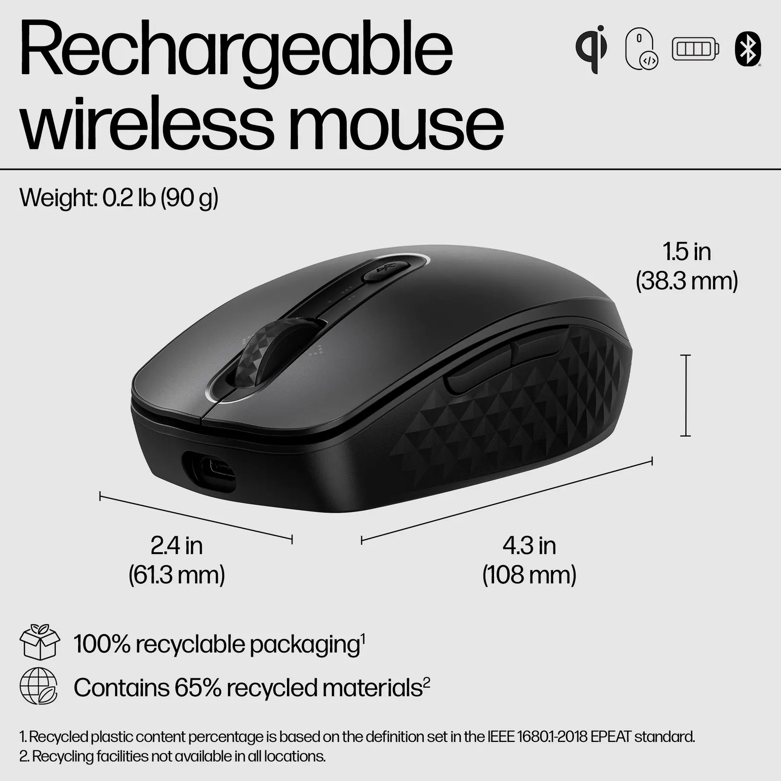 მაუსი HP 690 Rechargeable Bluetooth Black