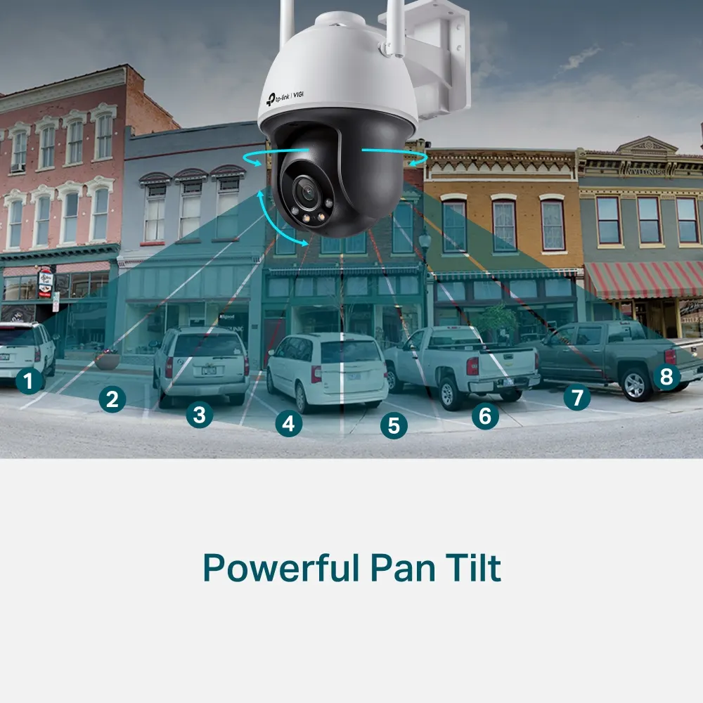 TP-Link VIGI C540-W Full-Color Wi-Fi Pan Tilt Network Camera - Outdoor, 4MP, 2560 × 1440, 4mm Lens, 93° Diagonal Viewing Angle, Full-Color Night