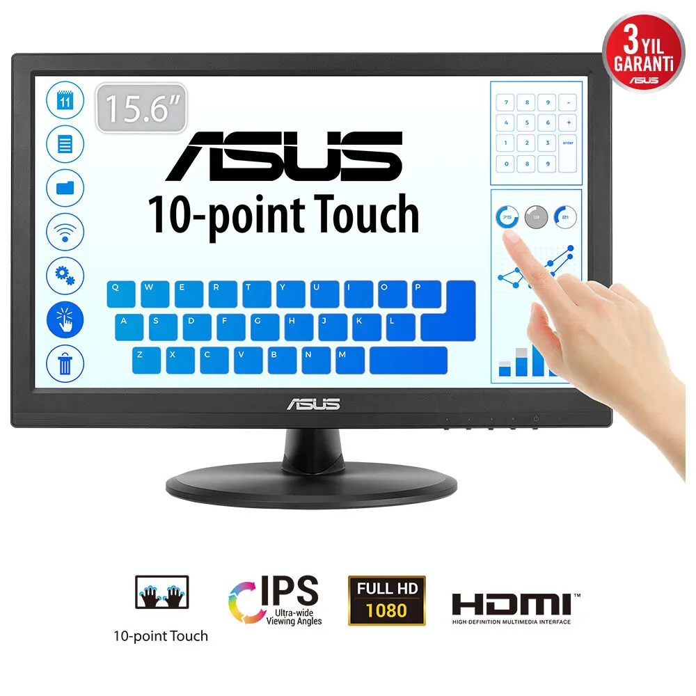 მონიტორი Monitor Asus 15.6" VT169HE D-Sub, HDMI, IPS, Touch Screen