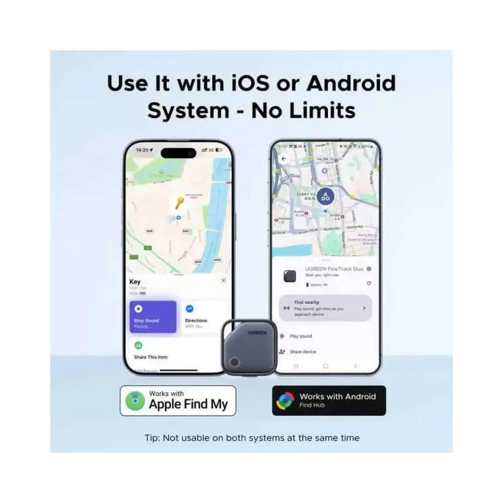 Smart Tag UGREEN CM916 (75646) FineTrack Duo, Apple+Google, Smart Tag Finder, Grey