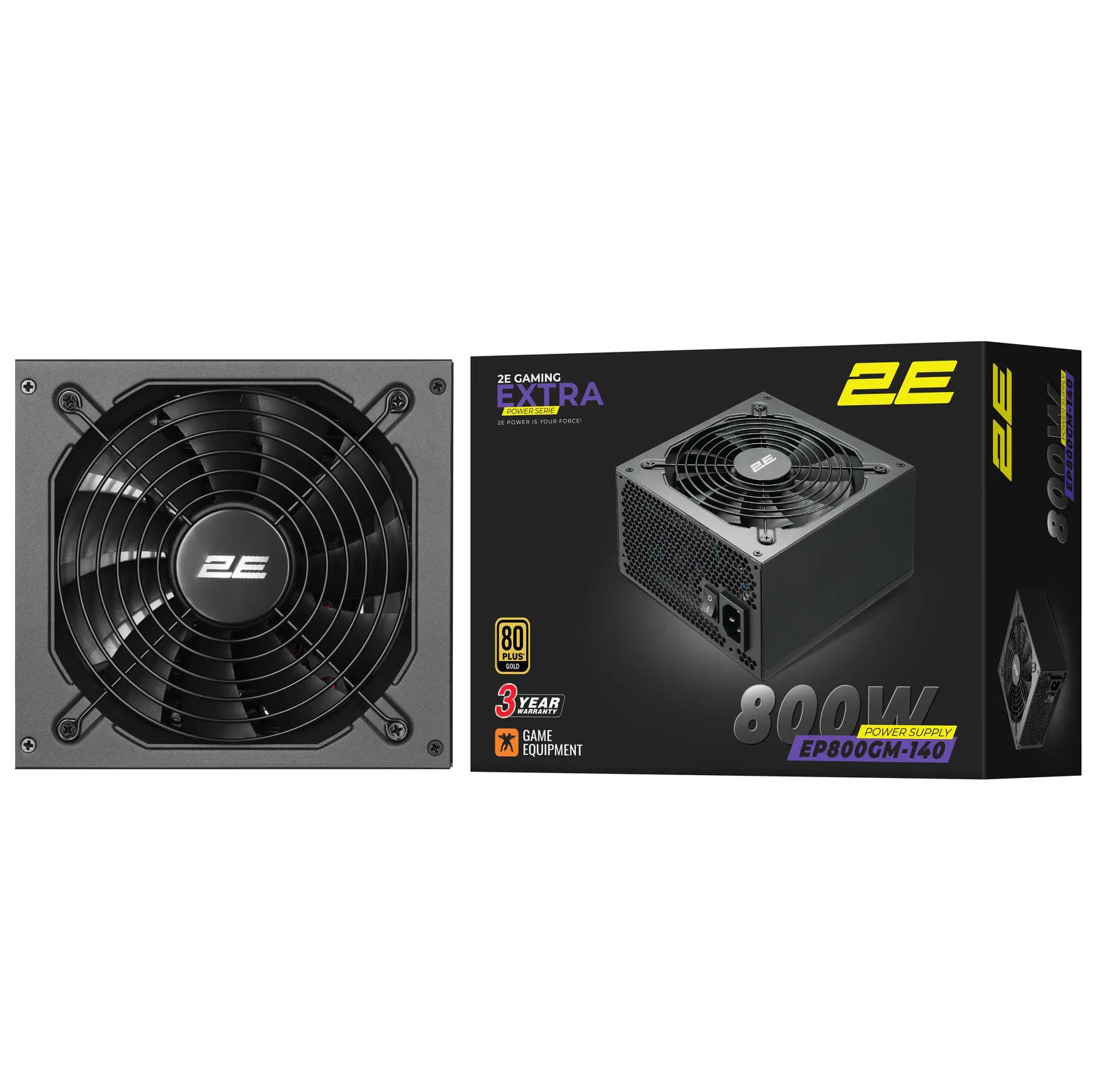 კვების ბლოკი 2E GAMING PSU Extra Power (800W), >90%, 80+ Gold, 140mm, 1xMB 24pin(20+4), 2xCPU 8pin(4+4), 3xMolex, 6xSATA, 4xPCIe 8pin(6+2), Modular