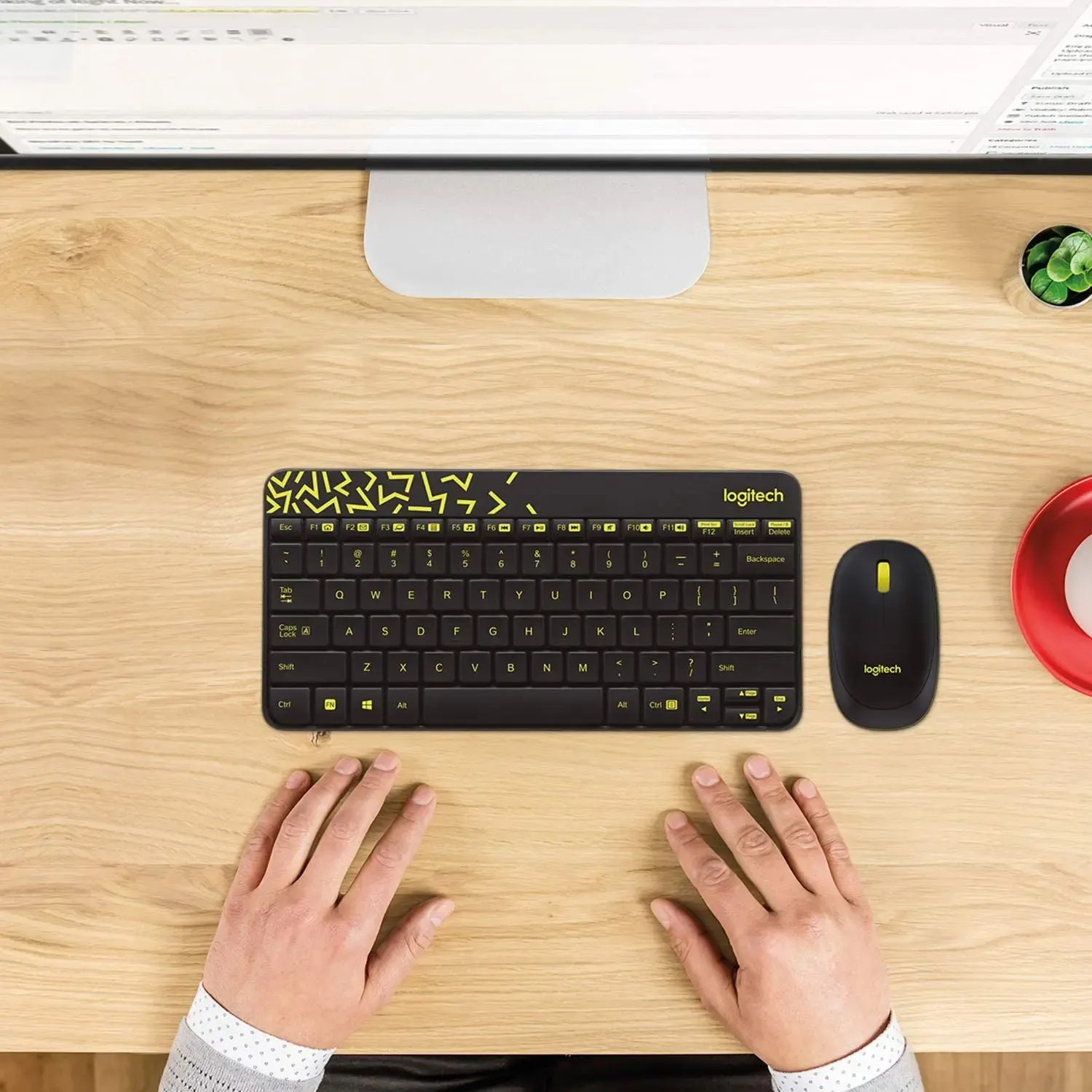 MK240, LOGITECH, Keyboard, Nano Wireless Combo, BLACK/CHARTREUSE .