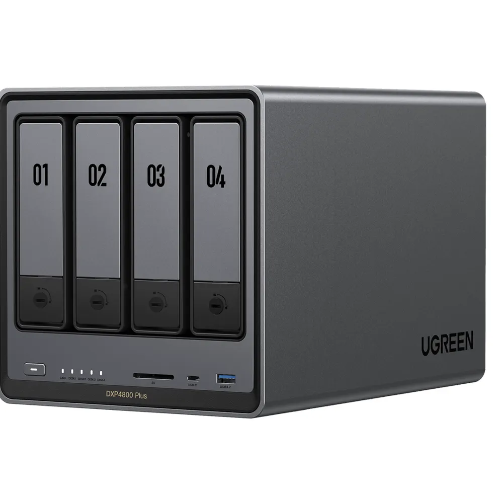 Storage system UGREEN NASync DXP4800 Plus (35261), Intel Gold 8505, 8GB, Diskless, RJ45, USB, Type-C, HDMI, Space Gray