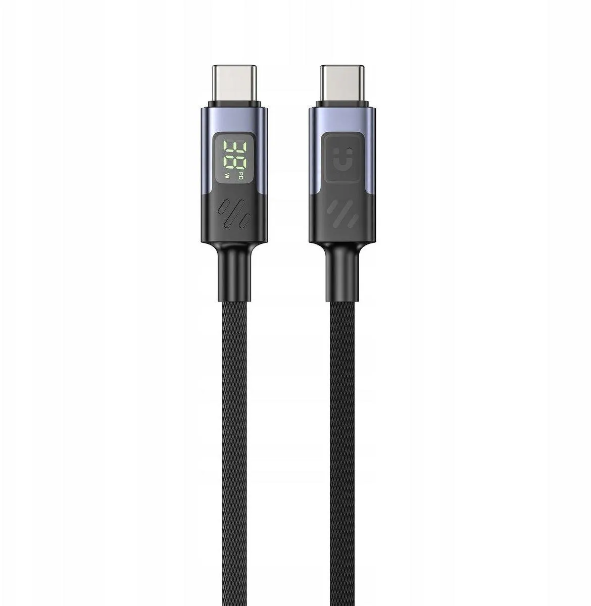 C14158ABK01-1M, UNITEK, BLACK 2M USB-C PD 60w charging cable with LED Display