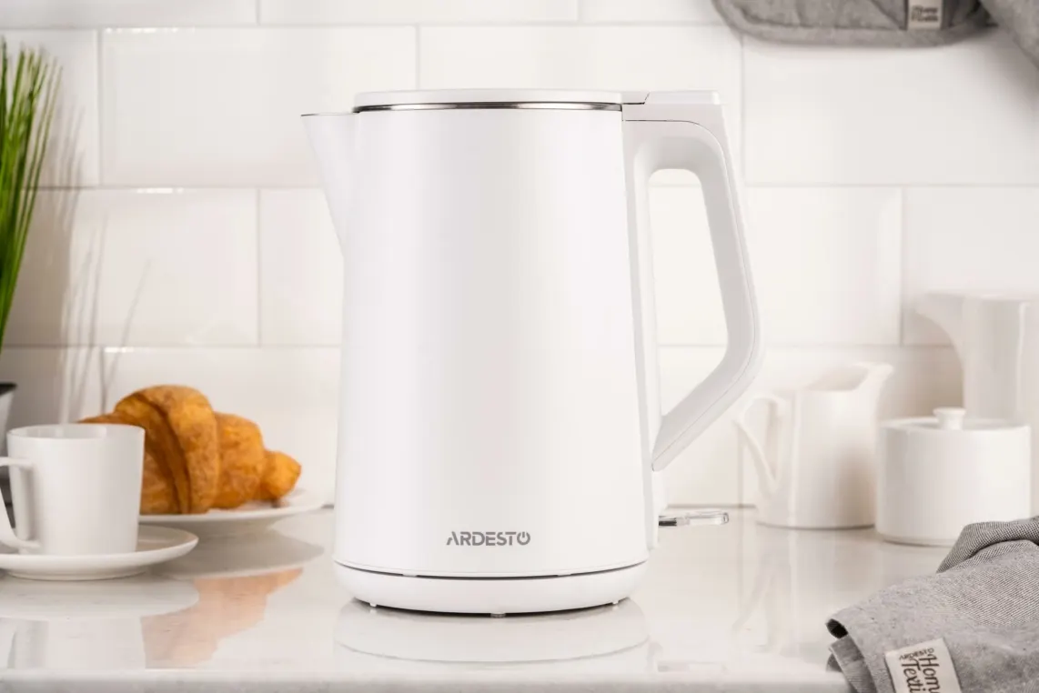 ელექტრო ჩაიდანი Ardesto Electric kettle EKL-X50, 1,7L, double-walled, gloss, STRIX, white