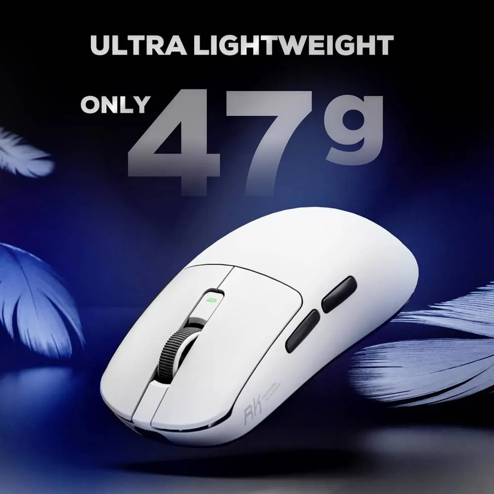 მაუსი Royal Kludge RK M3, Wireless, 2.4GHz, Bluetooth, USB, Gaming Mouse, White