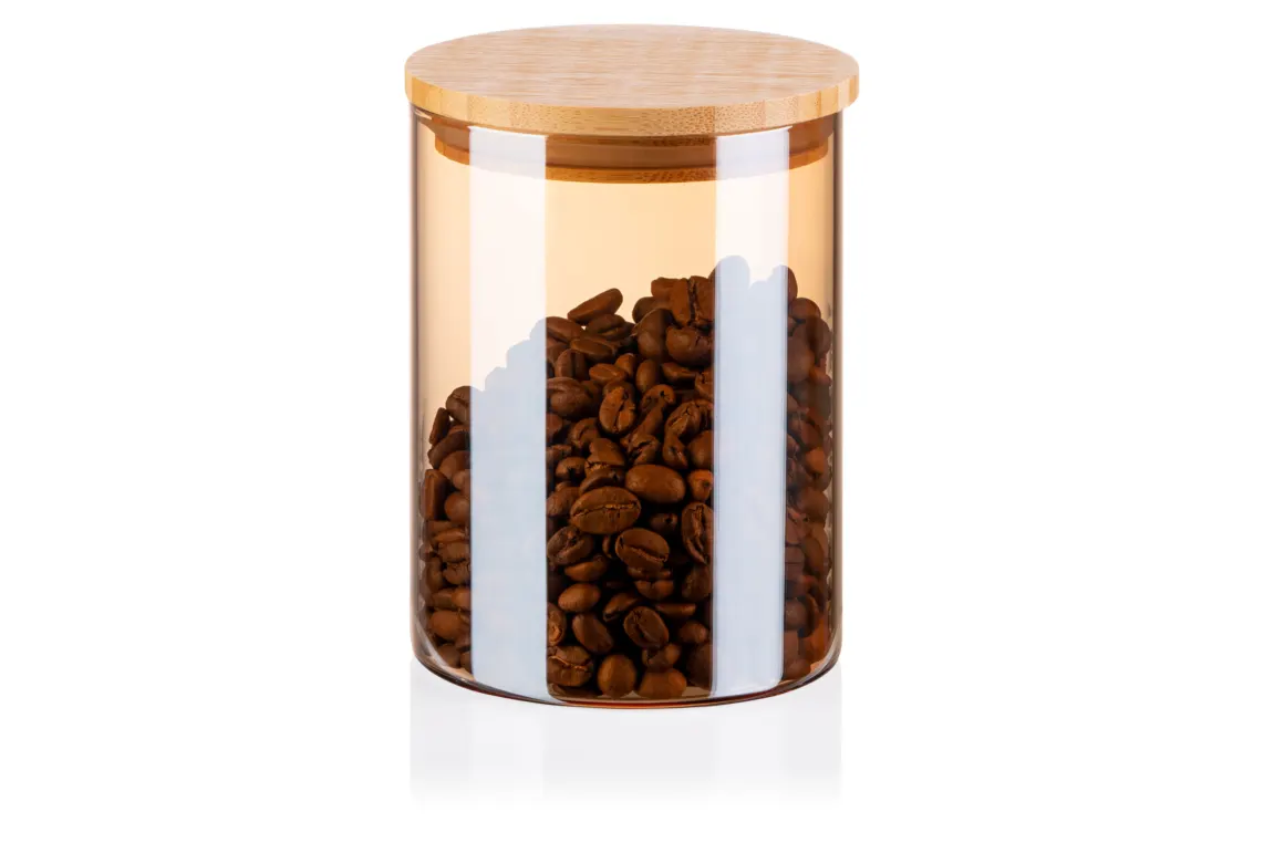 შუშის ქილა Jar ARDESTO Golden Moon, 540ml, glass, bamboo, round, golden