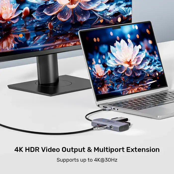 Type-C ჰაბი D1113C, UNITEK, USB HUB, 6-in-1 USB-C 5Gbps Hub.
