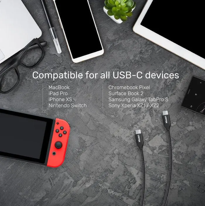 C14059BK, UNITEK, 2M USB-C CM to CM PD 100W Charging Cable