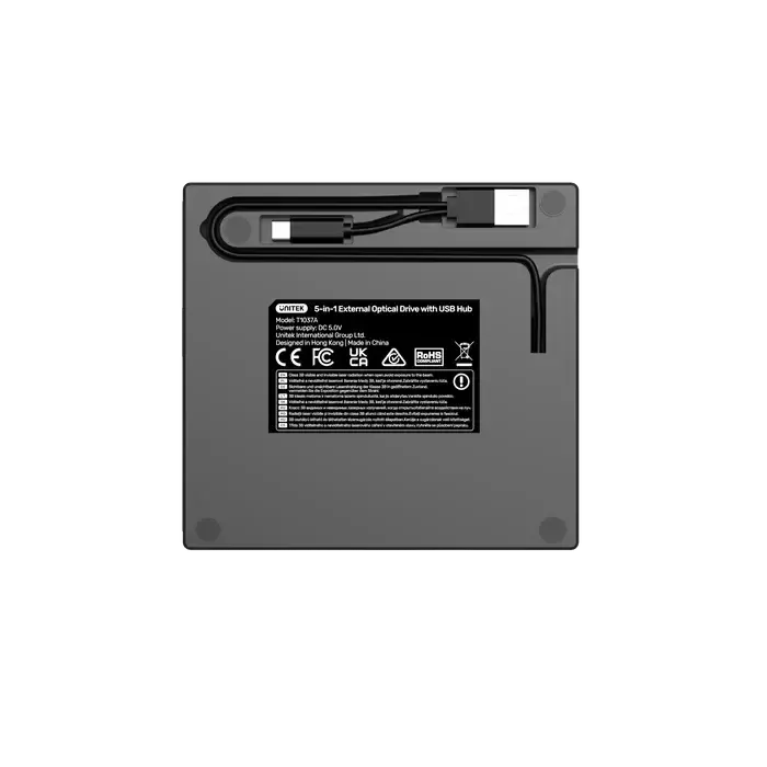 UNITEK, USB Adapter, T1037A01,, 5-in-1 External Optical Drive with USB Hub,SD Card Reader- Up to 5 Gbps; 8x DVDR, 24x CD wri