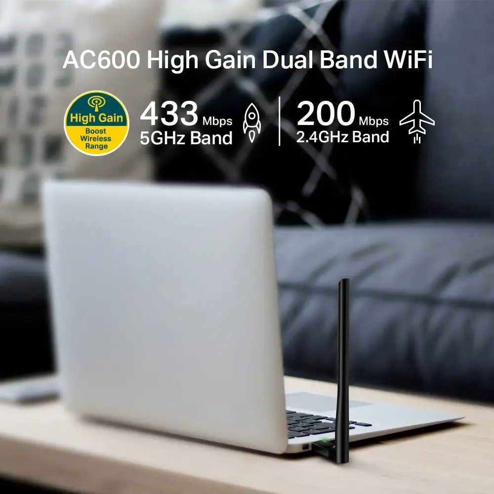 TP-Link, Archer T2U Plus, AC600 Wireless USB Adapter