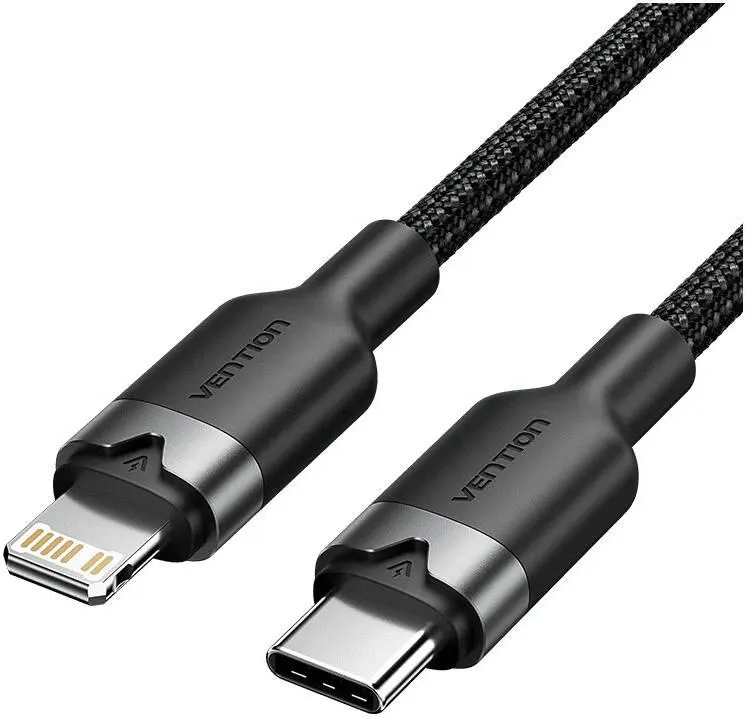 Lightning კაბელი LALBH, VENTION, USB 2.0 Type-C Male to Lightning Male 3A Cable Aluminum Alloy Type 2M.