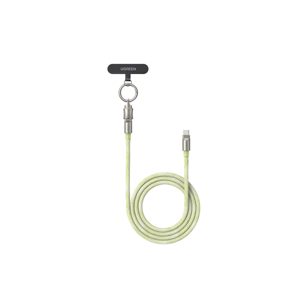 USB კაბელი UGREEN L508 (35500), 60W, Type-C To Type-C PD Fast Charging Lanyard Cable, 1.2m, Green