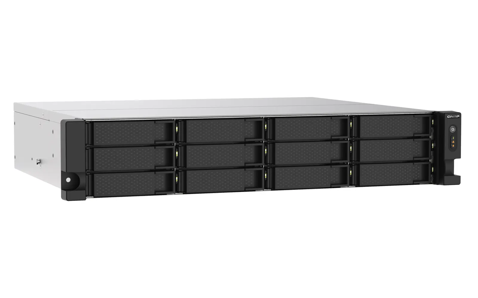 NAS სერვერი 12-bay rackmount NAS, AMD Ryzen V1000 series V1500B 4C/8T 2.2GHz, 8GB DDR4 RAM (2 x UDIMM slots, max. 64GB), 2 x 2.5GbE LAN, optional 10GbE & M.2 NVMe