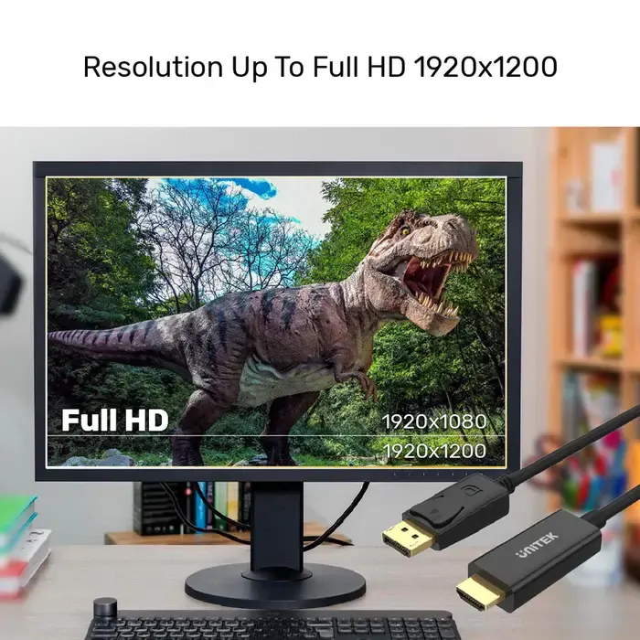 Y-5118CA, UNITEK, Cable, 1.8M DisplayPort to HDMI 1080P Full HD Cable.