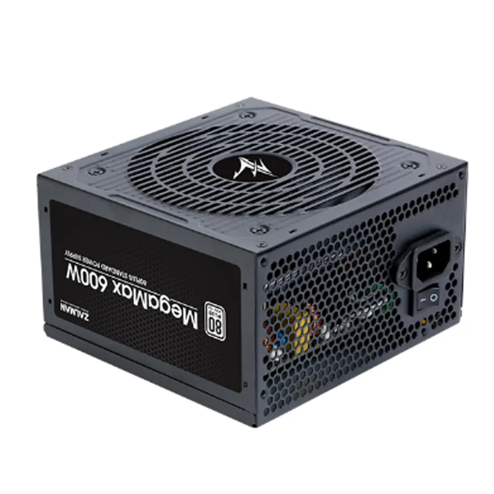 კვების ბლოკი Zalman PSU Megamax (600W), 83%, 80+ White, 120mm, 1xMB 24pin(20+4), 2xCPU (8pin+4pin) 4xMolex, 6xSATA, 2xPCIe 8pin(6+2)