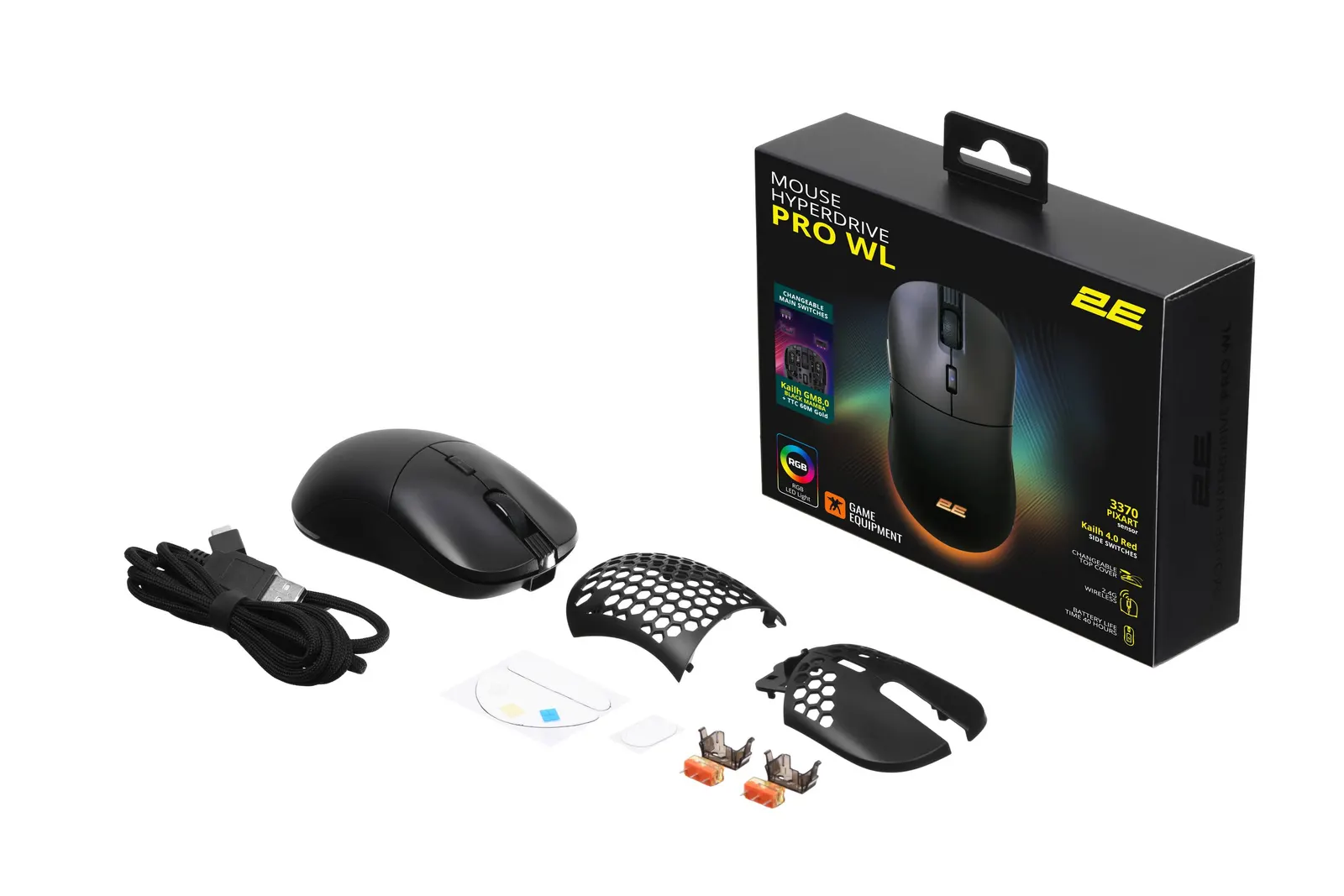 მაუსი 2E GAMING Mouse HyperDrive Pro WL, RGB, USB-A/WL, black