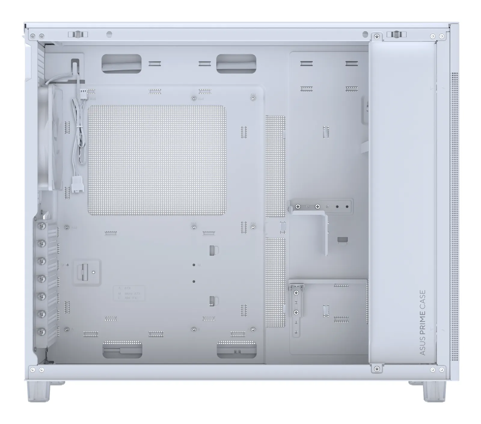 ქეისი ASUS Prime AP303 TG – Mid Tower | ATX/mATX/Mini-ITX | TG | 1×120mm Rear Fan | GPU 360mm | CPU Cooler 165mm | 360mm Radiator | White