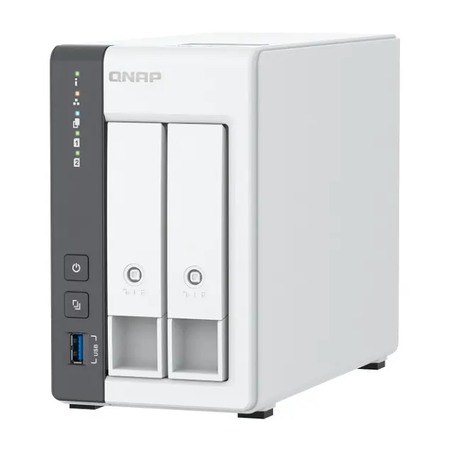 2-bay ARM 4C 2.0GHz ; 2 x SATA 6Gb/s 3.5"/2.5"; 4GB RAM on-board; 1 x GbE; 1 x 2.5GbE ; 1 x USB3.2 Gen1 and 2 x USB2.0