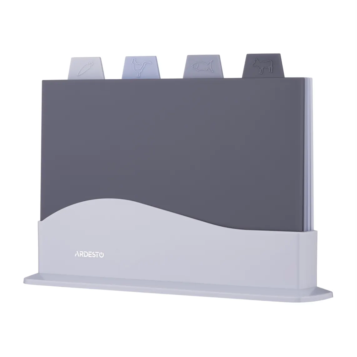 საჭრელი დაფა Ardesto Cutting board set with stand Fresh, 4pcs, 23.8x33.8x7cm, plastic