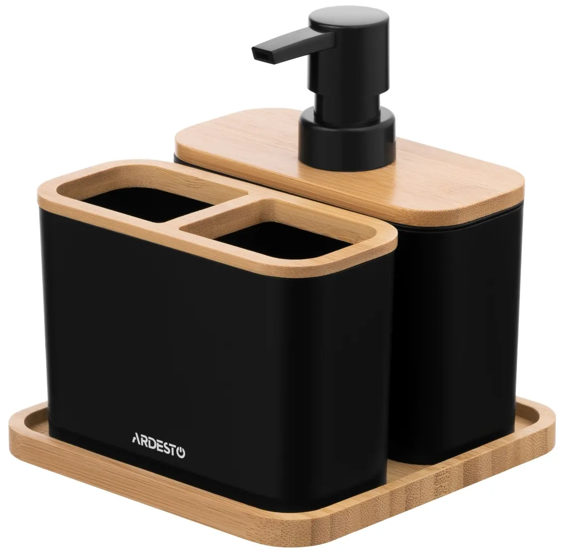 Bathroom set Ardesto Minimalism, 3items, polypropylene, bamboo, black