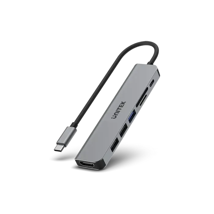 H1118A,UNITEK,7-in-1 USB-C 5Gbps Hub (USB3.0+2*USB2.0+SD/Micro SD Card Reader+HDMI+PD 100W), Space Grey