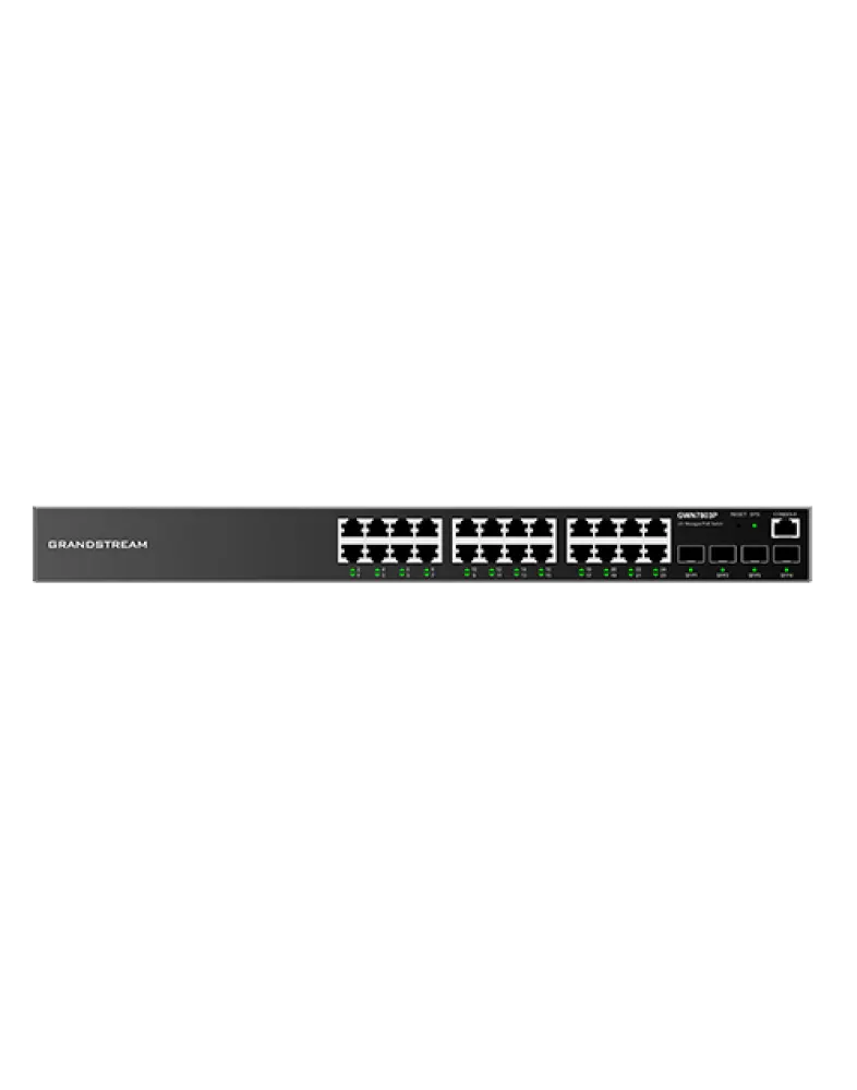 სვიჩი Grandstream GWN7803, Enterprise Layer 2+ Managed Network Switch, 24-ports Gigabit Ethernet, 4-SFP, Desktop, wall-mount, or rack-mount