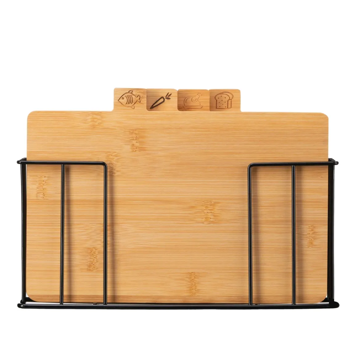 საჭრელი დაფა Ardesto Cutting board set with stand Midori, 4pcs, 30x5.6x20.3cm, bamboo, metal