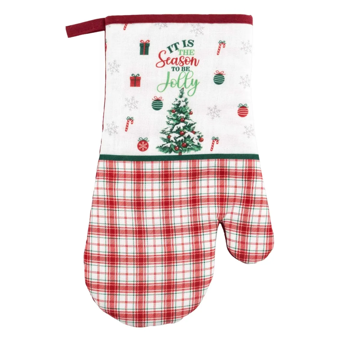 სამზარეულოს ხელთათმანი Ardesto Oven mitten Christmas Tree 18x30cm, 100% polyester (front), 100% cotton (back), green